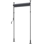 Vertikal markis balkonggardin 150 x 220-310cm med vev, väderbeständig balkongskyddsskärm av polyester i mörkgrå för trädgård