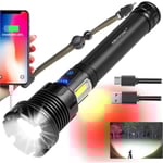 USB Laddningsbara LED Ficklampor, 100000 Lumen, Super Ljus Starkaste XHP90 Ficklampa, Med 10000mah Batterier, 7 Lägen, Kraftfull Ficklampa För Ca
