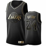 NBA 24# Kobe Bryant Jersey Svart Guld Broderad Jersey Set-Xin XXL