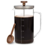 French Press Coffee Maker Ground Cafetiere Plunger Filter 2 Cups Glass Jug 1L
