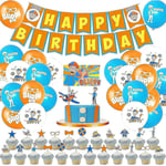 Födelsedagskalas Tillbehör 50st Set Inklusive 1pack Blippi Grattis på Födelsedagen Banner, 24st Latex Ballonger [XH]