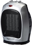 Amazon Basics Radiateur soufflant et pivotant en céramique avec thermostat réglable 1500 W, Argenté