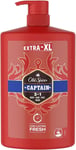 Old Spice Captain Shower Gel Men 1000ml, 3-in-1 Mens Shampoo Body-Hair-Face Wash