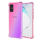 HAOYE Case for Samsung Galaxy S20+/S20 Plus Case, Gradient Color Ultra-Slim Crystal Clear Anti Smudge Silicone Soft Shockproof TPU + Reinforced Corners Protection Phone Cover (Pink/Purple)