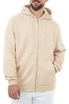 M17 Mens Recycled Zip Up Hoodie Casual Hooded Sweatshirt Hoody Zipper Plain Top Long Sleeve Jacket (L, Stone)