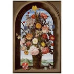 Ambrosius Bosschaert Painting《Bouquet of Flowers on a Ledge》 Floral Canvas Painting Retro Poster Home Decor Picture Mural-50x70cm No Frame