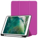 iPad 9.7 6th Gen (2018) Fodral Tri-Fold Med Pencil-hållare Lila