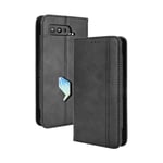 XINNI Protective Phone Case for Asus ROG Phone 5, PU/TPU Vintage Flip Leather Shockproof Cover Magnetic Book Style Wallet, Black