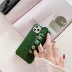 SUNQQA Crocodile pattern Phone Case For iphone 11 Pro Max XR X XS Max 7 8 plus Back Cover Cute Pearl Wrist Strap Stand Cases (Color : Green, Material : For iphone 7plus)