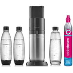 SodaStream Duo Sparkling Water Maker, Sparkling Water Machine & 1L Fizzy Water Bottle, Retro Drinks Maker & BPA-Free Water Bottle, 2x Quick Connect Co2 Gas Bottles for Home Carbonated Water - Black