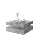 Fyrkantigt vridbart soffbord - Spånskiva - Ljusgrå betongdekor - Klassisk - L 78 x D 78 x H 35,4 cm - KAFFE