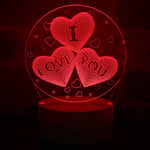 3D I Love You Night Light 16 Colors Change Sleep Lamp Adjustable LED 3D Illusion Lamp I Love You Decorative Desk Lamp for Valentines Wife Boyfriend Girlfriend, Remote Touch
