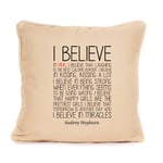 Positive Affirmation Inspirational Quote | Audrey Hepburn Quote I Believe In Pink | Cushions With Covers Included | Home Decor | Quotes | 18 x 18 Inch | Cushions For Sofa