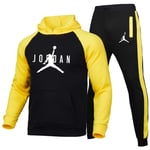 DSFF Jordan Veste à capuche et pantalon de sport 2 pièces pour homme Jaune/noir/M