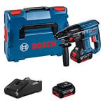 Bosch Professional 18V System perforateur sans-fil GBH 18V-21 (régime à vide 0-1 800 tr/min, avec 2 batteries GBA 18V 4.0Ah + chargeur GAL 18V-40, dans une L-BOXX)