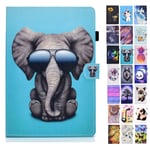 Rose-Otter for Kindle Fire HD 10 (2019) (2017) (2015) Case PU Leather Wallet Flip Case Card Holder Kickstand Shockproof Bumper Cover with Pattern Cool Elephant
