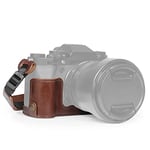 MegaGear Ever Ready Genuine Leather Half Camera Case Compatible with Fujifilm X-T5 (Brown)
