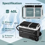 12V bilkyl med 2 kylzoner 40L bärbar frys med kompressor