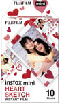 Fujifilm Instax Mini Film - Heart Sketch - Omedelbar fotopapper - 1 x 10 stycken