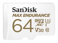 SanDisk Max Endurance - Carte mémoire flash (adaptateur microSDXC vers SD inclus(e)) - 64 Go - Video Class V30 / UHS-I U3 / Class10 - microSDXC UHS-I