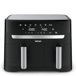 Tefal Easy Fry Dual Zone Digital Air Fryer, 2 Drawers, 8.3L, 8in1, Uses No Oil, Air Fry, Extra Crisp, Roast, Bake, Reheat, Dehydrate, 6 Portions, Non-Stick, Dishwasher Safe Baskets, Black EY901840