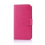 32nd Book Wallet PU Leather Flip Case Cover For Motorola Moto G5 Plus, Design With Card Slot and Magnetic Closure - Hot Pink