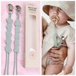 Snutthållare för napp, Soothie-napphållare, kedja för pojkar och flickor, baby shower-present (grön)