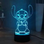 Piao Stitch 3D-lampa Manga LED nattlampa, Stitch sänglampa nattlampa 16 färger 3D skrivbordslampa dekoration, USB-driven touch fjärrkontroll barn nattlampa