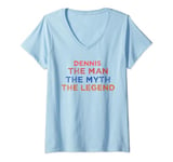 Womens Dennis The Man The Myth The Legend Vintage Sunset V-Neck T-Shirt