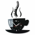 FLEXISTYLE Tasse Temps pour café Moderne de Cuisine - Horloge Murale 3 D - Noir
