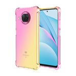 GOGME Case for Xiaomi Mi 10T Lite 5G Case, Gradient Color Ultra-Slim Crystal Clear Anti Smudge Silicone Soft Shockproof TPU + Reinforced Corners Protection Phone Cover (Pink/Gold)
