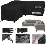Enzeno Garden V-Shape Furniture Cover Waterproof, 420D Heavy Duty Oxford Fabric Outdoor Rattan Corner Sofa Cover with Waterproof Tape (255*255*87cm)