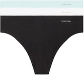 Calvin Klein Women Pack of 3 Thong Invisibles Cotton Seamless, Multicolor (Black/White/Island Reef), S