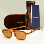 Authentic Tom Ford Mens Light Brown Gold Sunglasses Sebastian 02 TF 736 55E