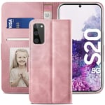 YATWIN Samsung Galaxy S20 Case, Samsung S20 4G / 5G Flip Wallet Leather Case with Card Slot and Shockproof Function Kickstand Phone Cases Cover for Samsung S20 - Pink