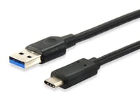 Equip 12834107, 1 M, Usb A, Usb C, Usb 3.2 Gen 2 (3.1 Gen 2), Hanstik/Hanstik, Sort