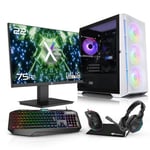 X= Air Mesh White AMD Ryzen 5600G Six Core Radeon Graphics All in One Esports 22" LED Monitor - Next Day Gaming PC Package