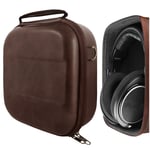 Geekria UltraShell Headphones Case Compatible with Sennheiser HD 599, HD 598, HD 560S, HD 559, HD 558, HD 555 Case, Replacement Hard Shell Travel Carrying Bag with Cable Storage (Brown Pu)