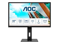 AOC Q32P2CA - Écran LED - 32" (31.5" visualisable) - 2560 x 1440 QHD @ 75 Hz - IPS - 250 cd/m² - 4 ms - 2xHDMI, DisplayPort, USB-C