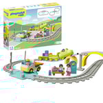 PLAYMOBIL 71593 1.2.3 Train avec passagers - avec Quatre Personnages, des Petits Trains, Un Grand Chemin de Fer et des Accessoires - Jouet éducatif pour Les Tout-Petits dès 12 Mois