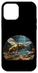 iPhone 12 mini retro sunset bee flying over water, bug keeper realistic art Case