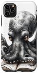 Coque pour iPhone 11 Pro Max Mignon anime pieuvre noire lisant un livre de bibliothèque Deep Sea #1