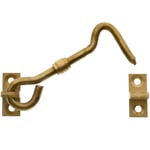 Solid Brass Cabin Hook 75mm Silent Door Gate Shed Loop Eye Catch Latch Lock 3"