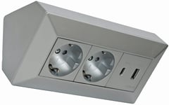 Hörnbox Silver med USB-A+C 3A Quick Charge