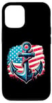 Coque pour iPhone 12/12 Pro Drapeau américain Ancre Memorial Day Honor vétérans Patriotique