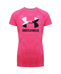 Under Armour Childrens Unisex Big Logo Kids Pink T-Shirt - Size X-Small