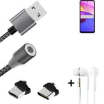 Data charging cable for + headphones Lenovo K14 Plus + USB type C a. Micro-USB a