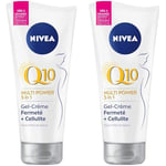 NIVEA Q10 Plus Gel-Crème Fermeté + Cellulite (1 x 200 ml), Gel raffermissant au Q10 et extrait de lotus, Soin anticellulite pour une peau plus tonique (Lot de 2)