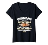 Womens She Can Make Up Something Real Fast Mother's Day Grandma V-Neck T-Shirt