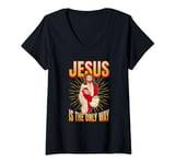 Womens Jesus is the only way. Christian Faith V-Neck T-Shirt